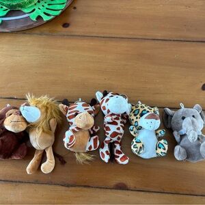 6 mini stuffed animal jungle animal set. 4.8 inch key chain stuffed animals